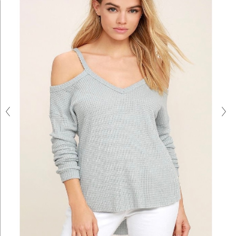 Dark grey cold shoulder sweater